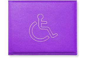 ONE BEST DEAL OBD PU Leather Disabled Badge Holder Wallet Compact Purple Badge Holder for Disabled Drivers Hologram Safe Parking Permit Protector Handicap Disability Card Wallet