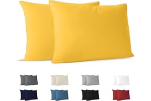 Dreamzie Poszewka na poduszkę 50 x 70 cm (zestaw 2 sztuk) 100% bawełna Jersey 150 GSM - żółta poszewka na poduszkę 50 x 70 bawełna, wytrzymała i hipoalergiczna poszewka na poduszkę