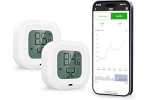 Igrometro Termometro Wireless Bluetooth, ORIA 2Pcs Monitor di Umidità della Temperatura con 1.5''Schermo LCD, Igrometro Termometro Interno con Avviso di Allarme, Supporto Android y iPhone para Casa