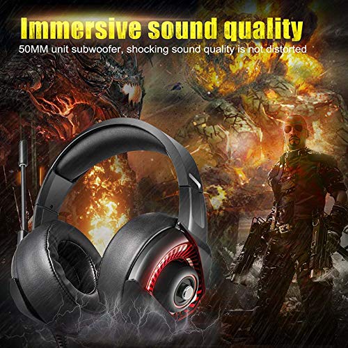Preisvergleich Produktbild Geschlossenes Gaming-Kopfhörer Gaming Headset für PS4, 3.5mm Surround Sound Kabelgebundenes Gaming Kopfhörer mit Mikrofon, LED-Licht, Kopfhörer für Laptop, Xbox one, PC, Smartphone