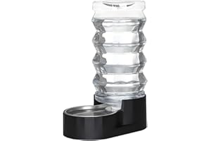 Sfozstra 【Automatischer Haustier Wasserspender】9L Black Lagre Dogs Edelstahl Schwerkraft-Futterspender - Praktischer Trinkwasserspender Entwickelt für Hunde und Katzen