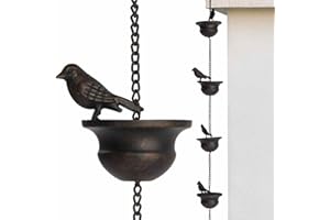 GETEAWILY Birds On Cup Mobile Rain Chain Downspouts, Decorative For Gutters Decorative Rain Chain Rain Chains For Gutters Birds On Cups For Divert Water Away, Decorative Jewel, Giftfor Housewarming