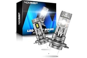 NOVSIGHT H7 LED Headlight Bulb - 90W 30000LM H7 Headlight Bulb, 1:1 Size Super Bright 6500K White Light Conversion Kit, Plug and Play, IP68 Waterproof, Pack of 2