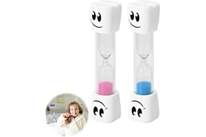 Fokroin Smiley timglas för barn, 2 stycken, rosa och blå, 2 minuter, tandborstetimglas, för barn och klass, tidtagare för kök