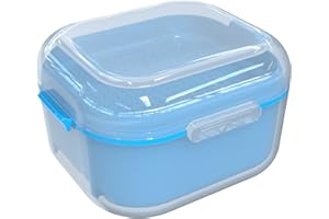 ARGOMAX Pudełko na protezy, pudełko na protezy zębowe z sitkiem, czyszczenie, namaczanie i przechowywanie protez dentystycznych i innych narzędzi jamy ustnej (jasnoniebieskie)