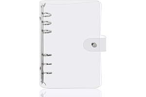Smarpau A5 Binder Cover, Clear Soft PVC 6 Hole Ring Binder Refillable Paper Binder Waterproof Loose Leaf Notebook Folder Personal Planner Binder Cover for Home School and Office Writing Supply