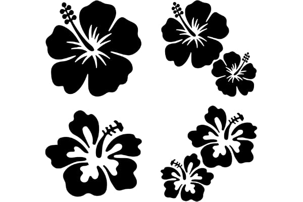 GORGECRAFT 4 feuille D'Autocollants de Voiture en Forme de Fleur D'Hibiscus de Grande Taille 6 pièces de Protection Solaire en Forme de Fleur Hawaïenne Accessoires de Voiture Décoration(Noir)
