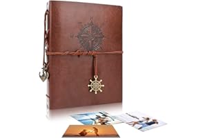 EUBSWA Album Photo Scrapbook en Cuir, à Personnaliser Avec 30 Feuilles de Carton Vide, Livre D'invités de Mariage, Livre de Souvenir, Convient Pour Anniversaire de Mariage ou Anniversaire, 17 x 8,6 cm