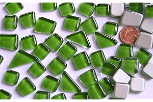 BAZARE MASUD E.K. 200 g Soft Glass Mosaic Tiles Irregular (Polygonal) Glossy, Not Translucent (May Green)