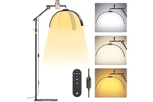 Adonafy Lampe Extension de Cils Professionnel: 28" Pliable Lampe Demi Lune avec Support de Téléphone - 3000K-6500K Luminosité Réglable & 360° Rotative Tête Lumineuse pour Beauté, Tattoo, Noir
