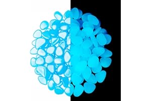 DAOUZL Piedras Luminosas Jardín, 300pcs Piedra luminosa azul, Piedras Decorativas Jardin, Decorativas Guijarros, para Acuario, Jardín, Pasarelas, Decoración de Exteriores
