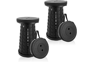 DAJAVE 2 sgabelli telescopici, da campeggio, pieghevoli, pieghevoli, pieghevoli, con grande capacità di carico, da campeggio, da campeggio, da pesca, da interni, colore nero