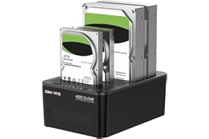 Cenmate Docking station per Disco Rigido Esterno a 4 Alloggiamenti con Clone Offline, USB 3.0 a SATA I/II/III, Lettore di Dischi Rigidi per HDD/SSD da 2,5/3,5 Pollici (supporta 20 TB x 4, fino a 6