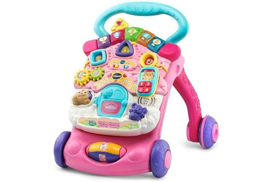 VTech First Steps Baby Walker | Push Along Walker Baby Toy with Shapes, Sounds, Music, Phrases, Pretend Play and More | Suitable for Babies from 6 Months, 1, 2 & 3 Year Olds, Boys & Girls, Pink