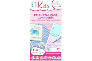ETIKIDS PACK FUNNY: 40 Etiquetas Adhesivas + 25 Etiquetas de Tela Termoadhesivas (Fantasia)