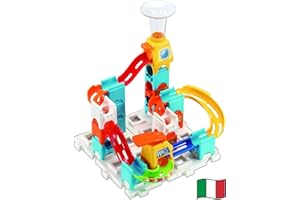 VTech Marble Rush - Discovery Set, Pista per Biglie con 30 Pezzi, 3 MarbleBiglie Incluse, Lanciatore e Area di Lancio, Molti Passaggi Segreti e Bivi, Tante Combinazioni, Batterie Incluse, 4+ Anni