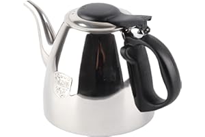 VBESTLIFE Théière en Acier Inoxydable de 1,2 L / 1,5 L(Facultatif) Poêle à thé de thé Bouilloire de Thé ou de Café Bouilloire Résistant à la chaleur Poignée Adapté à tous les réchauds(1.2L)