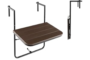 KOMFOTTEU Table de Balcon Suspendue, réglable en 3 Hauteur, Table de Service Pliable, résistante aux Intempéries, Charge de 30 kg, Petite Table Suspendue pour l'Extérieur et l'Intérieur (Café)