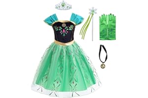 Lito Angels Princess Coronation Costume Fancy Dress Up for Kids Girls Halloween Birthday Party Outfits, Green