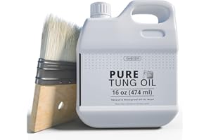 OAIEGSD 16 OZ Pure Tung Oil for Wood Finishing with Wood Brush, Waterproof Wood Sealer Indoor and Outdoor, 100% Pure Natural Tung Oil for Unfinished Bare Wood, Such as Wood Furniture, Wood Floors