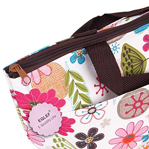 EQLEF® Portable bunte Blumen Muster Lunchbox Bag Lunch Tote gefütterte Tasche tragen - 5