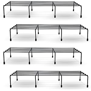 BonKaso Premium Rectangular Anti-Rust Metal Plant Stand Set (Pack of 4) - Stylish Black Stands for Indoor, Outdoor, and Balcony Use