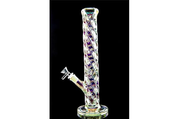 RORA Noctilucous Pipe à eau en verre de 14 mm avec diffuseur de glace épais et percolateur de glace (D#)