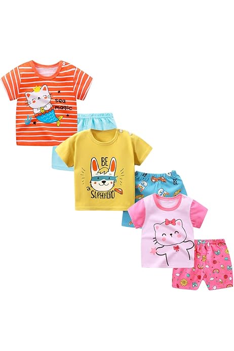 Set Vestiti Bambini 8 Pezzi | Canotte E Shorts In Cotone | Per Neonati E Ragazzi 3 Mesi-7 Anni - Foto 7