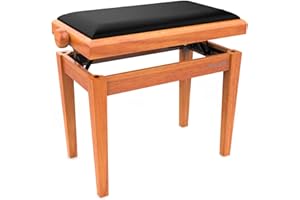Audibax KB600 Oak Banco para Piano Teclado Ajustable Regulable. Acolchado. Roble