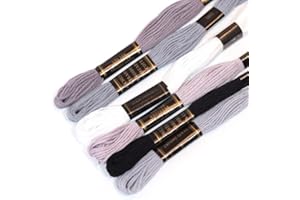 CRAFT&CO 100% Cotton Embroidery Thread Floss Bundle, Pack of 6 in Shades of Grey (Other Shades Available). Ideal for Cross Stitch, Embroidery, Friendship Bracelets & Children's Crafts