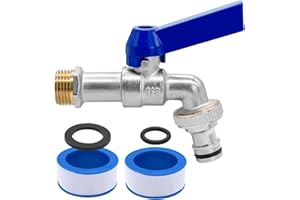 AIMEKE 1/2 Zoll und 3/4 Zoll Wasserhahn Garten Messing Kugelhahn Aussen Frostsicher -20℃ Auslaufhahn Hitzebeständig 120℃ Außenwasserhahn mit Schlauchanschlüsse (Blau-B, 1/2 Zoll)