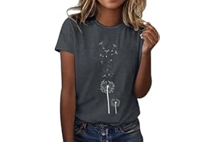 NQYIOS Sexy Tops for Women, Sunflower Printed T Shirt for Women Casual Graphic Short Sleeve Tee Tops Crew Neck Slim Shirts Tee Blouse Extra Long Tee Shirts for Women Women's Vests