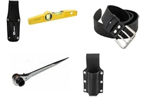 GENERISCH GERÜSTBAU PROFI SET Magnet Wasserwaage 25cm + Gerüstbauratsche 19/22 + 2 Halter +Gürtel 120cm, Schwarz