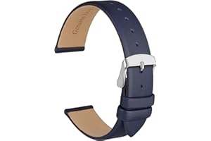 WOCCI Elegant Watch Straps, Genuine Leather Replacement Bands, Stainless Steel Buckle, 8mm 10mm 12mm 14mm 16mm 18mm 20mm