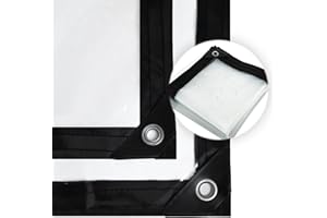 SHUAIG Bâche imperméable Transparente avec œillets, bâche imperméable Transparente, en polyéthylène résistant aux intempéries, bâche en Plastique avec Cordes élastiques de 5 m, Pliable. (2x1m)