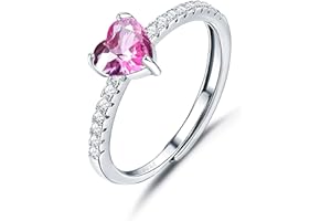 JeweBella Herz Ring Silber 925 für Damen Eleganter Zirkonia Ring Verstellbar Freundschaftsring Trauringe Verlobungsring Eheringe Promise Ring Schmuck Geschenk