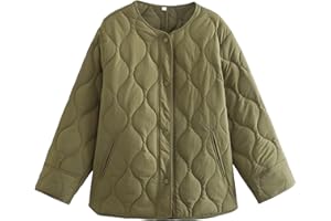 Yrkcah Winter Coats for Women UK Long Sleeve Round Neck Jackets Diamond Quilted Jacket Fashion Casual Non Collar Lightweight Padding Coat