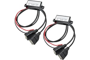 Heemol Adapter USB 12V na 5V,moduł konwertera DC Buck 3A 15W samochodowy przetwornik prądu 2 szt(Dual USB)