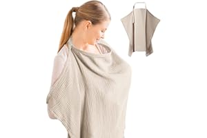 CLIUNT Stilltuch für Unterwegs,Stillschürze 75x95cm,Stillschal,Stilldecke aus Musselin,Weicher und Atmungsaktiver,für Einfache Sicht Auf Das Stillen des Babys(Khaki)