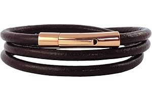 König Design Lederkette Lederband Leder-Armband 4 mm - 6 mm Herren Halskette Braun/Schwarz 17-100 cm lang mit Hebeldruck Verschluss Rose Gold Rund