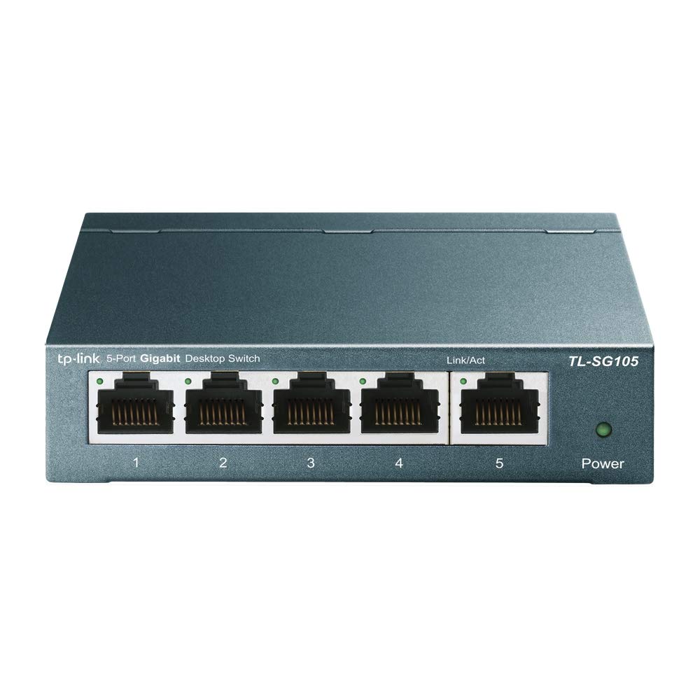 TP-Link TL-SG105 - Switch Gigabit de 5 Puertos, Plug & Play, Carcasa Acero | Plug & Play, No Necesita Configuración. Diseño sin Ventilador, Silencioso. Carcasa Metálica. 5 Puertos Gigabit. QoS.