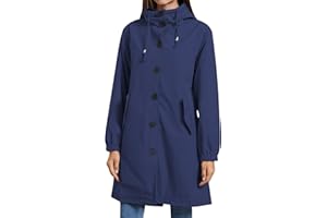 Hveuluop Gieen Giacca Antivento Impermeabile da Donna - Giacca Lunga Leggera Idrorepellente per Esterni, Giacca Antipioggia con Cappuccio, Trench per Escursionismo