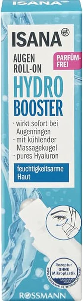 ISANA Hydro Booster Göz Rulosu 15 ml Nemsiz Cilt, Hiyalüronik ve Kafein için, 2 saat sonra %40'a kadar nem biriktirme