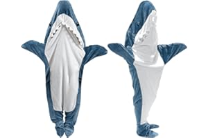 INKCOLLAGE Hai Decke zum Anziehen, Shark Blanket Onesie, Kuscheldecke mit Ärmeln Hai Kostüm Erwachsene, Super Weiche und Bequeme Haidecke Erwachsene, Weihnachts Geschenke für Frauen, Männer, Kinder
