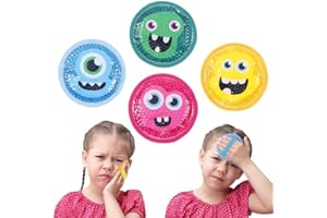 ‎MAGIC GEL Magic Gel 4er Pack Kühlpack - 4x Kühlpads für Kinder - 4 Kühlpads aus Gel - 4er Set Kühlakku für Kinder - Monsterprint Kühlakkus mit Band - Kühlkissen - Coolpack