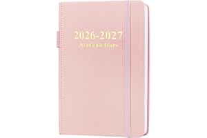 Academic Diary 2026-2027 Page a Day A5 Academic Diary 2026-2027 Day Per Page Productivity Daily Planner from August 2026 to July 2027,Pen Holder & 2 Bookmarks,Day-to-Pages Diary,Pink