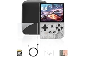 S_WAY RG35XX Console di Gioco Portatile con GarlicOS Sistema Linux, Scheda TF 64G 5400+, Giochi Classici, Schermo IPS da 3,5 Pollici, Console di Gioco retrò, emulatore Portatile, Bianco con Custodia