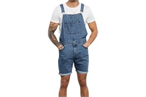 HAOLEI Kurze Herren Jeans Latzhose Denim Short Cargo Overall Pants Latz Arbeitshose Slim Fit Jeanshose Jungen cool Jumpsuit Jogger Streetwear