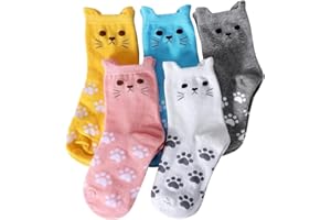 FENG SHUI GIFT SHOP 5 Pairs Cat Socks Womens Christmas Gifts - Cute and Funny Cat Lover Gifts for Teenage Girls and Cat Gifts for Women, Thermal Winter Socks Christmas Stockings,Cute Gifts for Girlfriend, Teen Girl Gifts