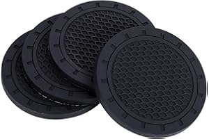 Xinstroe 4 Pcs Car Cup Holder Coaster, 2.67 inch Universal Vehicle Car Cup Holder Insert Coaster, Silicone Anti Slip Car Interior Accessories Cup Mats For Men and Women, Black